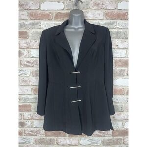 Vintage 90s Cache Black Blazer Silver Buttons Women's Sz 8